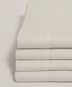 Stripe Sateen White Organic Flat Sheet