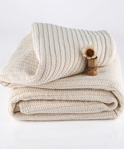 Striped Chenille Herring Bone Organic Blanket